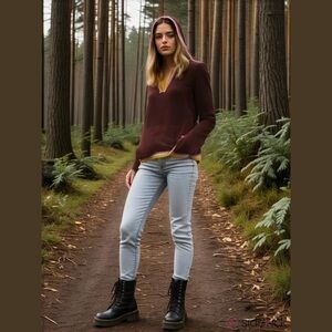 Patagonia Organic Cotton Burgundy Purple Striped Hooded Long Sleeve Sweater Top